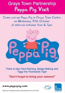 Popular Cbeebies character Peppa Pig to visit Grays Town Centre this half-term